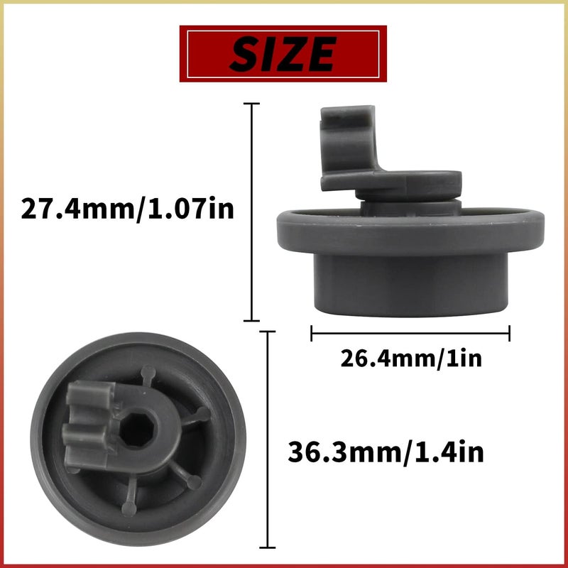 SUUJI 4 Pcs 4581DD3003B Dishwasher Lower Rack Wheels, Bottom Dishrack Roller Assembly Replacement part Compatible with LG Dishwasher Replaces 4581DD9002B 1372292 AP4437752 EA3523051 AH3523051 PS3523051 - Image 2